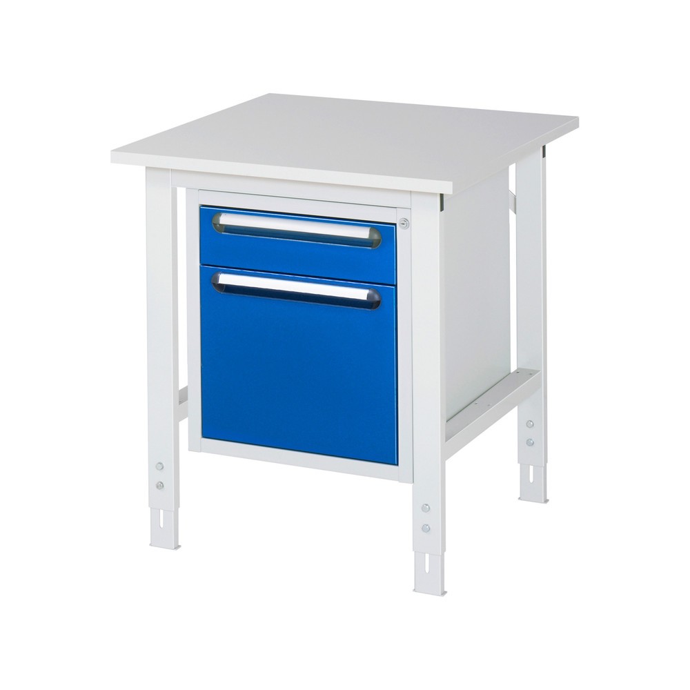 Immagine del prodotto n. 1: Tavolo da lavoro RAU regolabile in altezza serie TOM, AxLxP 760-1.080 x 750 x 800 mm, 2 cassetti, piano di lavoro con rivestimento in melamina