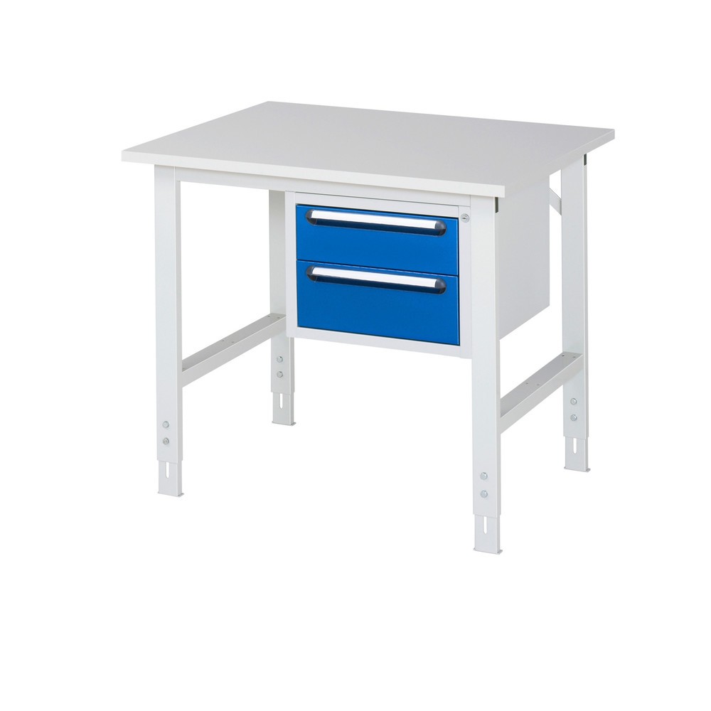 Immagine del prodotto n. 1: Tavolo da lavoro RAU regolabile in altezza serie TOM, AxLxP 760-1.080 x 1.000 x 800 mm, 2 cassetti, piano di lavoro con rivestimento in melamina