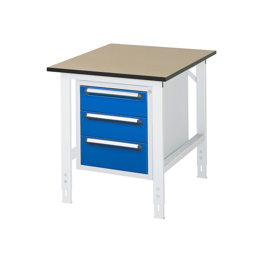 Immagine del prodotto n. 1: Tavolo da lavoro RAU regolabile in altezza serie TOM, AxLxP 760-1.080 x 750 x 1.000 mm, 3 cassetti, piano di lavoro in MDF