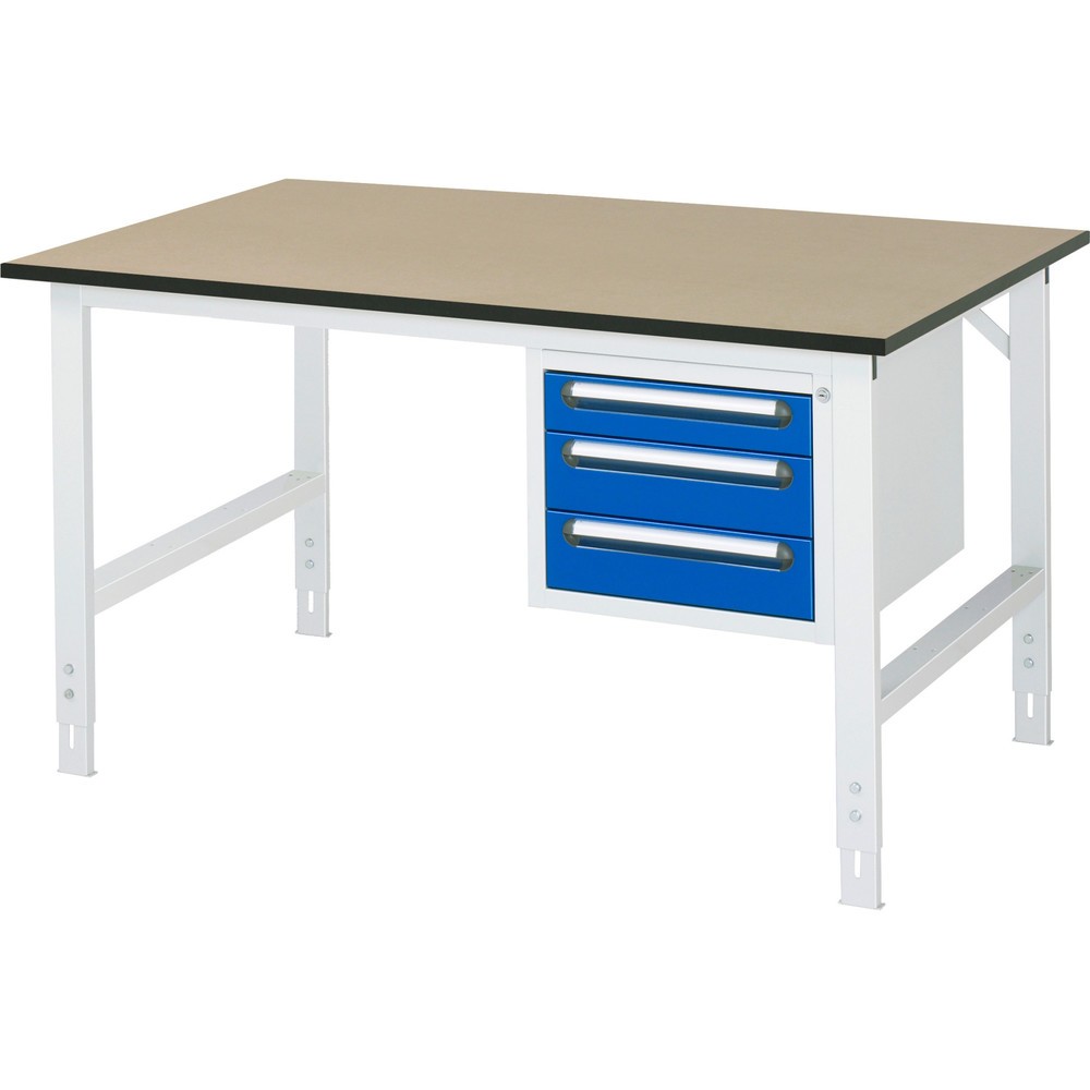 Tavolo da lavoro RAU regolabile in altezza serie TOM, AxLxP 760-1.080 x 1.500 x 1.000 mm, 3 cassetti, piano di lavoro in MDF Immagine del prodotto: Tavolo da lavoro RAU regolabile in altezza serie TOM, AxLxP 760-1.080 x 1.500 x 1.000 mm, 3 cassetti, piano di lavoro in MDF