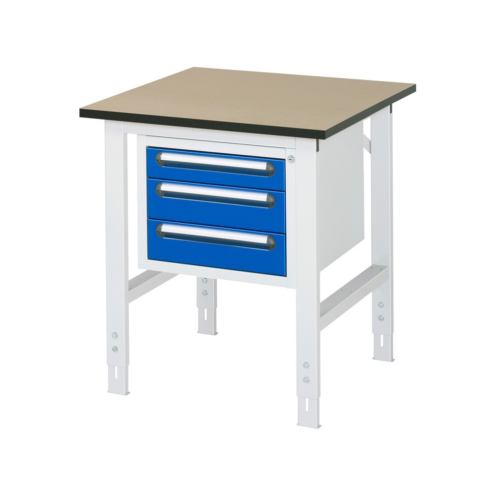 Immagine del prodotto n. 1: Tavolo da lavoro RAU regolabile in altezza serie TOM, AxLxP 760-1.080 x 750 x 800 mm, 3 cassetti, piano di lavoro in MDF