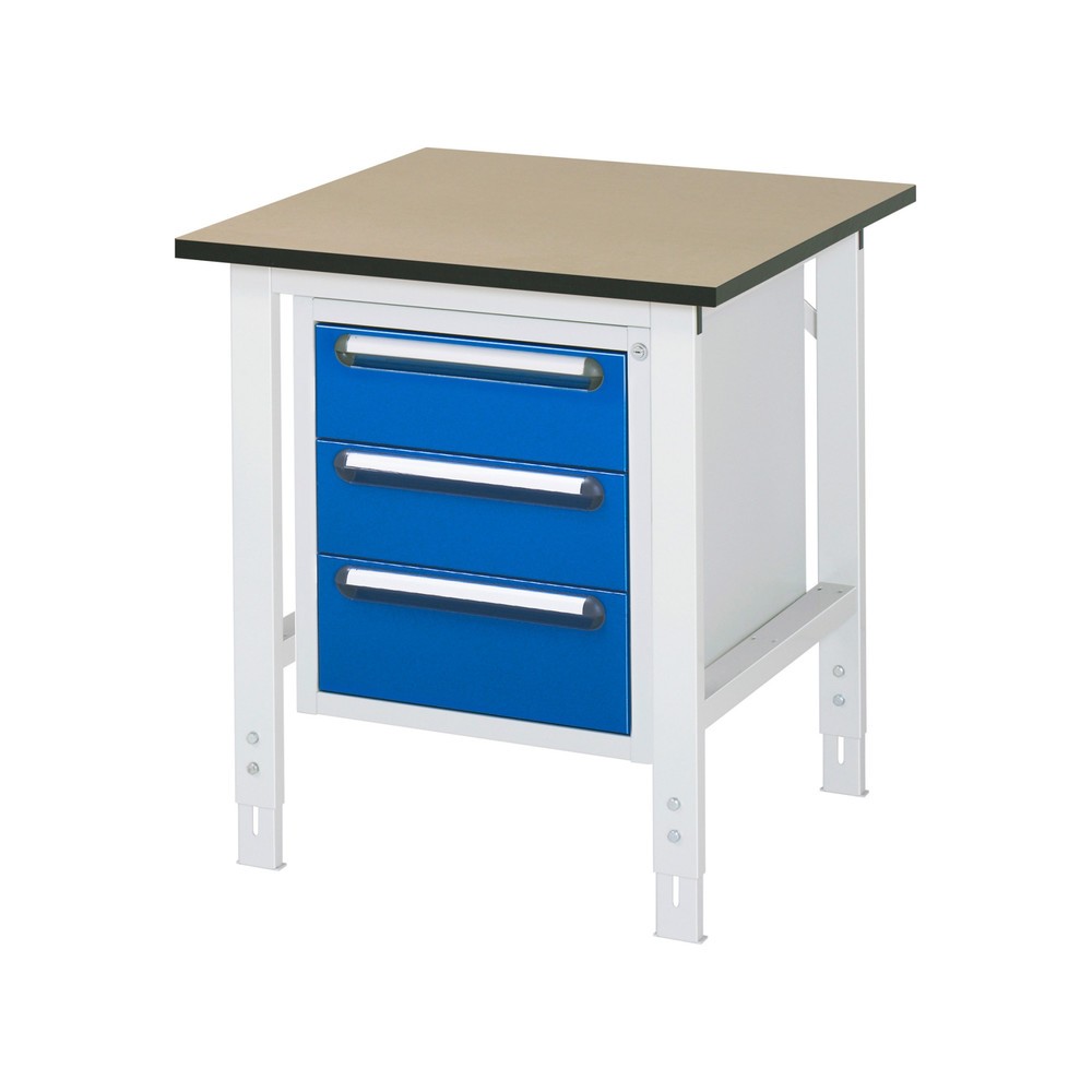 Immagine del prodotto n. 1: Tavolo da lavoro RAU regolabile in altezza serie TOM, AxLxP 760-1.080 x 750 x 800 mm, 3 cassetti, piano di lavoro in MDF