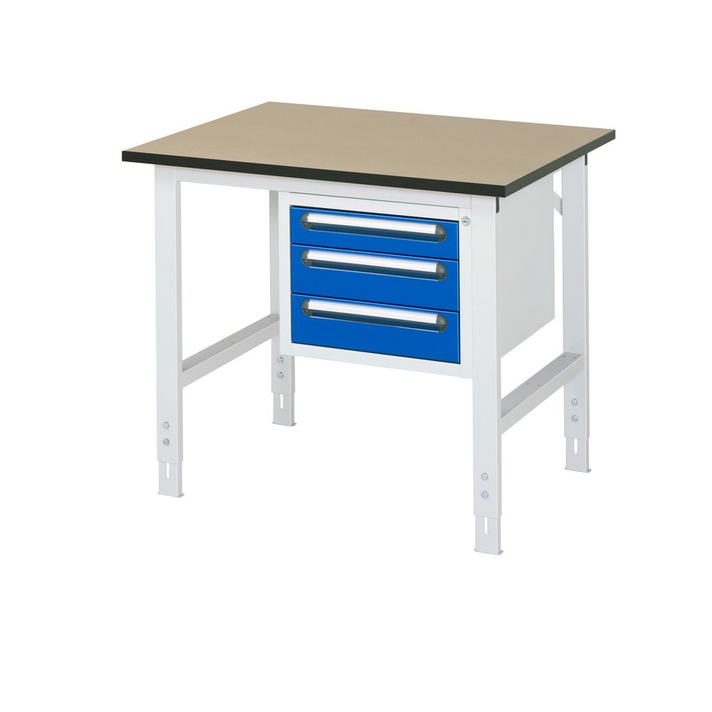Immagine del prodotto n. 1: Tavolo da lavoro RAU regolabile in altezza serie TOM, AxLxP 760-1.080 x 1.000 x 800 mm, 3 cassetti, piano di lavoro in MDF