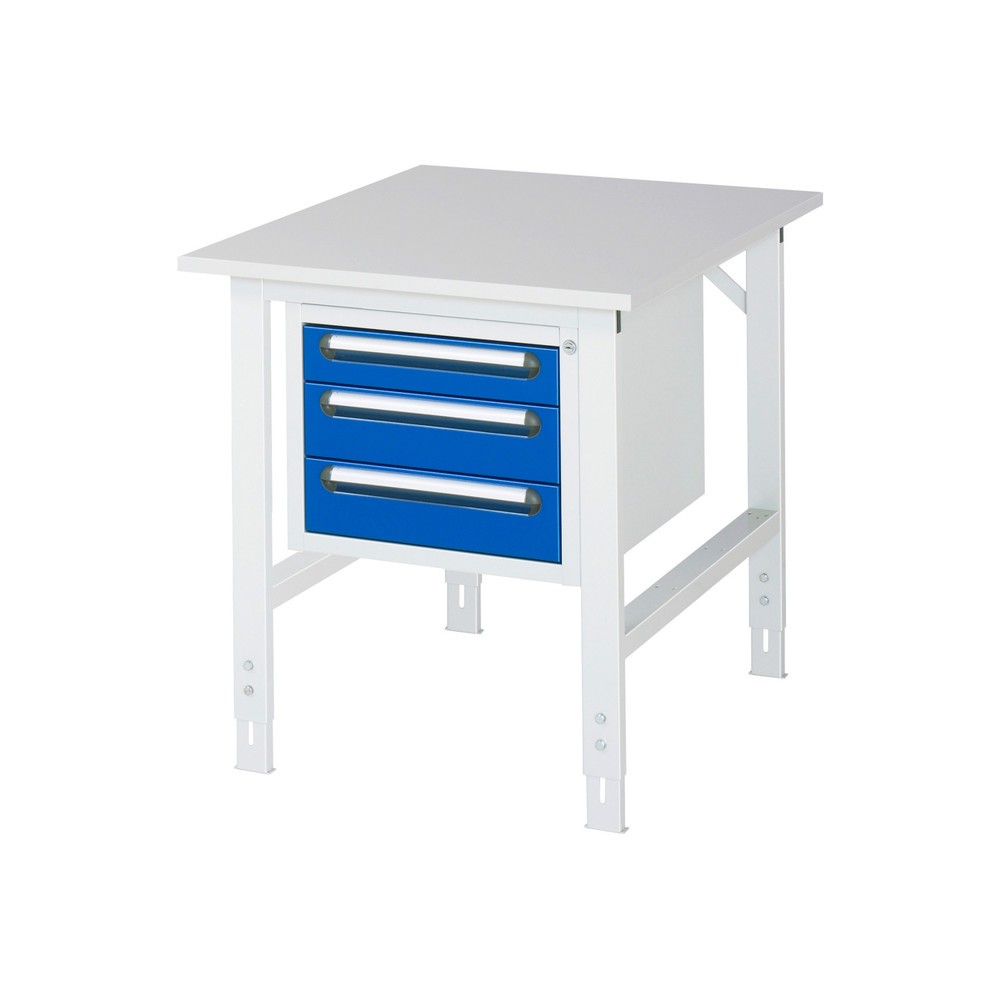 Immagine del prodotto: Tavolo da lavoro RAU regolabile in altezza serie TOM, AxLxP 760-1.080 x 750 x 1.000 mm, 3 cassetti, piano di lavoro con rivestimento in melamina