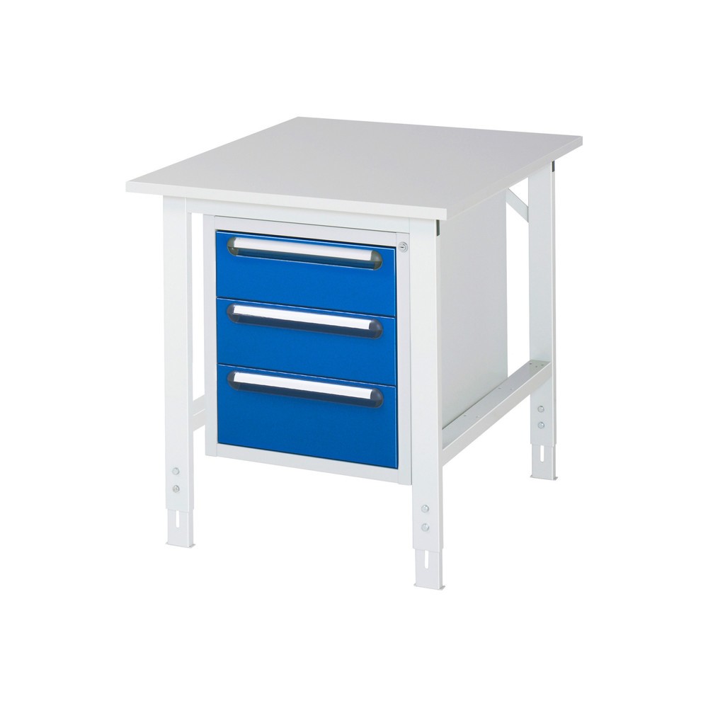 Immagine del prodotto n. 1: Tavolo da lavoro RAU regolabile in altezza serie TOM, AxLxP 760-1.080 x 750 x 1.000 mm, 3 cassetti, piano di lavoro con rivestimento in melamina
