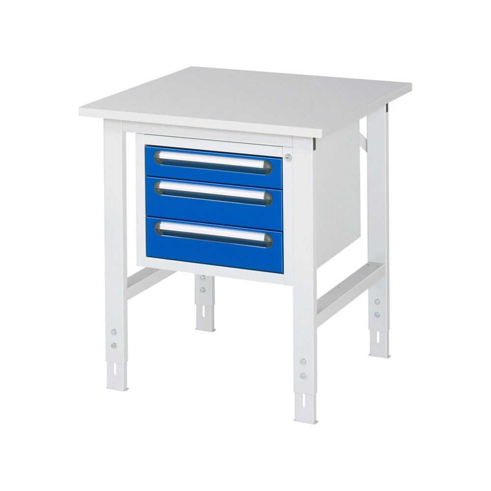 Immagine del prodotto n. 1: Tavolo da lavoro RAU regolabile in altezza serie TOM, AxLxP 760-1.080 x 750 x 800 mm, 3 cassetti, piano di lavoro con rivestimento in melamina