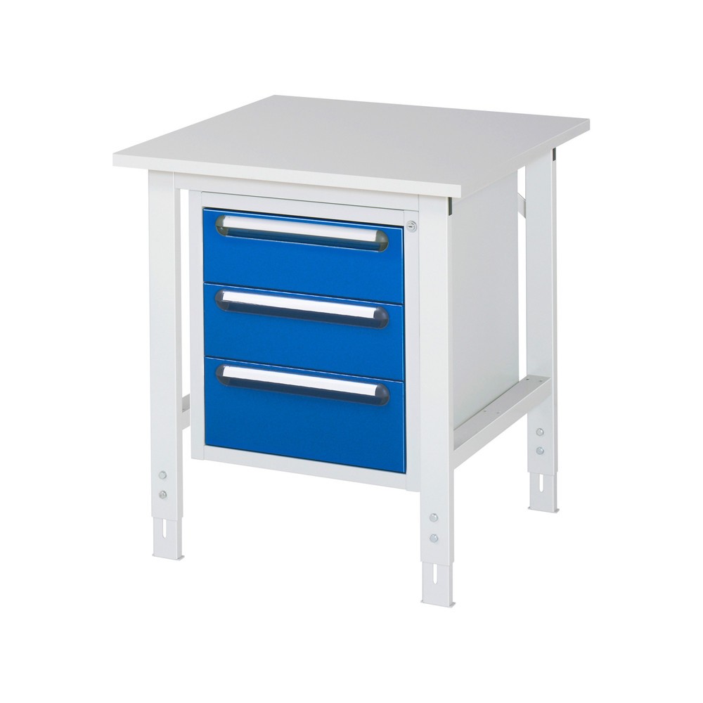 Immagine del prodotto n. 1: Tavolo da lavoro RAU regolabile in altezza serie TOM, AxLxP 760-1.080 x 750 x 800 mm, 3 cassetti, piano di lavoro con rivestimento in melamina