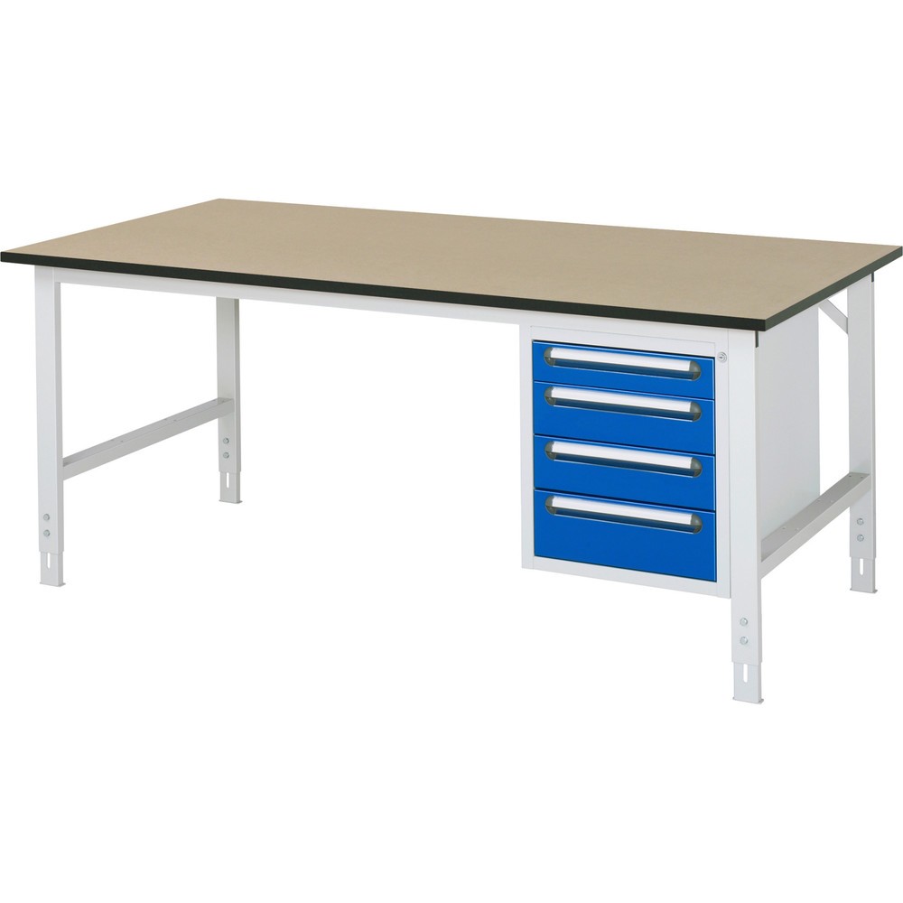 Tavolo da lavoro RAU regolabile in altezza serie TOM, AxLxP 760-1.080 x 2.500 x 1.000 mm, 4 cassetti, piano di lavoro in MDF Immagine del prodotto: Tavolo da lavoro RAU regolabile in altezza serie TOM, AxLxP 760-1.080 x 2.500 x 1.000 mm, 4 cassetti, piano di lavoro in MDF