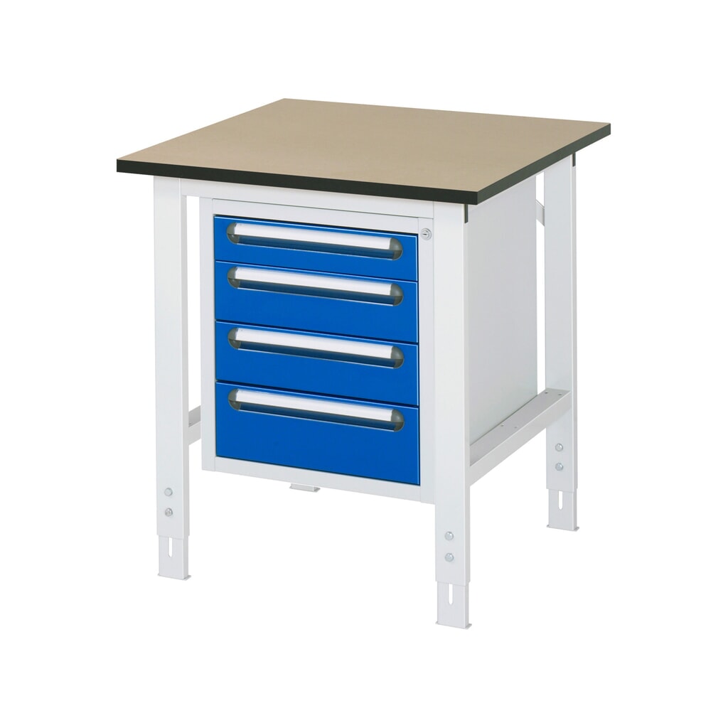 Immagine del prodotto n. 1: Tavolo da lavoro RAU regolabile in altezza serie TOM, AxLxP 760-1.080 x 750 x 800 mm, 4 cassetti, piano di lavoro in MDF
