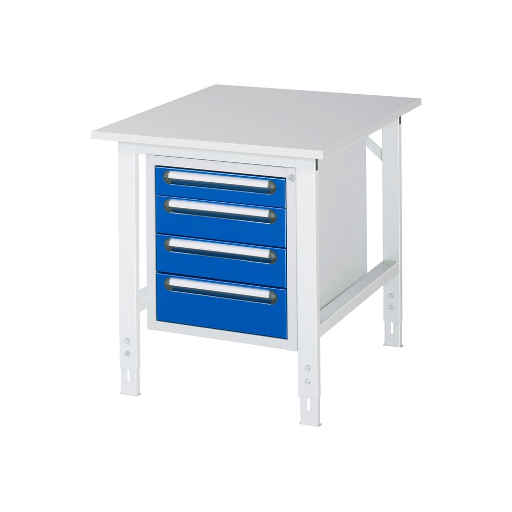 Immagine del prodotto n. 1: Tavolo da lavoro RAU regolabile in altezza serie TOM, AxLxP 760-1.080 x 750 x 1.000 mm, 4 cassetti, piano di lavoro con rivestimento in melamina