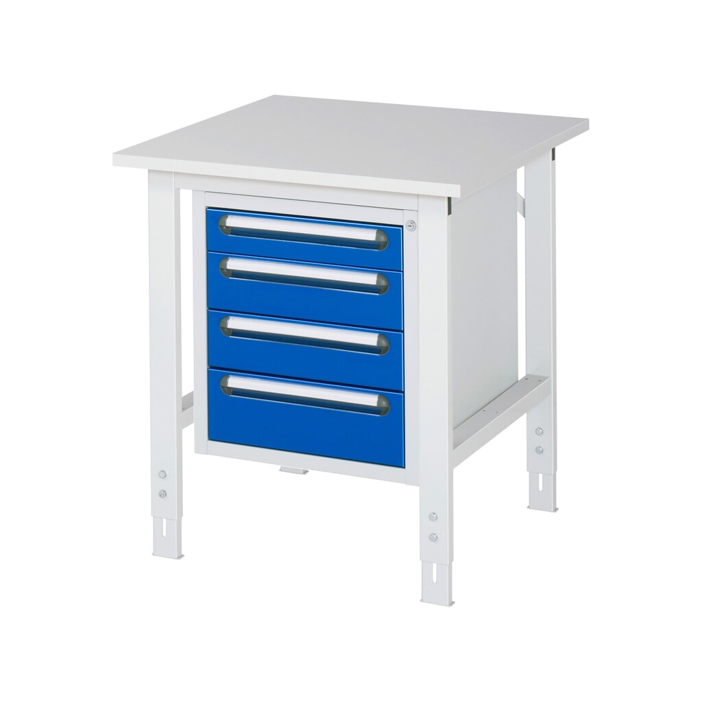 Tavolo da lavoro RAU regolabile in altezza serie TOM, AxLxP 760-1.080 x 750 x 800 mm, 4 cassetti, piano di lavoro con rivestimento in melamina Immagine del prodotto n. 1: Tavolo da lavoro RAU regolabile in altezza serie TOM, AxLxP 760-1.080 x 750 x 800 mm, 4 cassetti, piano di lavoro con rivestimento in melamina