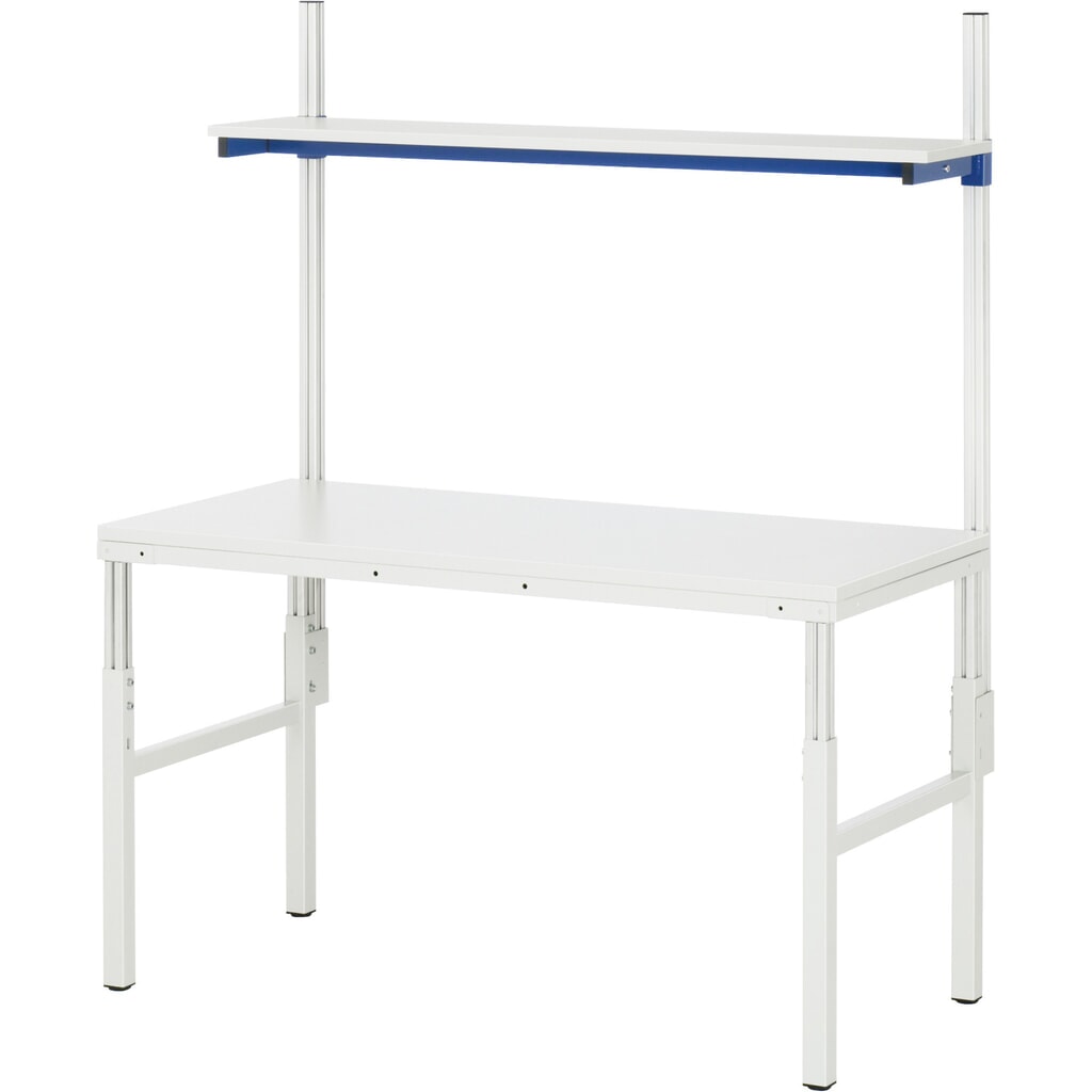 Immagine del prodotto: Tavolo da lavoro RAU Serie E, con ripiano, AxLxP 650-1.000 x 1.200 x 500 mm, piano di lavoro con rivestimento in melamina