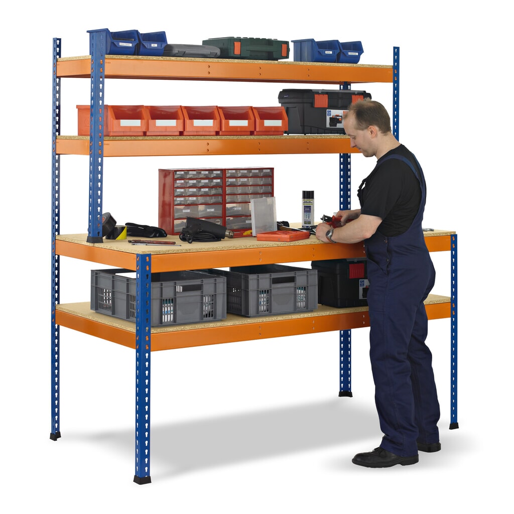 Immagine del prodotto: Tavolo da lavoro SCHULTE con sovrastruttura, portata per piano 320 kg, AxLxP 1.981/990 x 1.536 x 763/316 mm