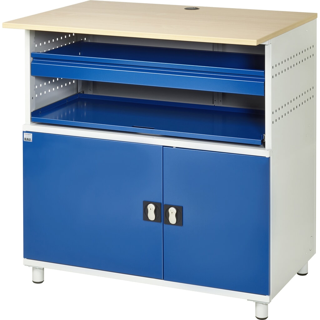Tavolo per computer RAU con alloggiamento monitor, fisso Immagine del prodotto n. 3: Tavolo per computer RAU con alloggiamento monitor, fisso