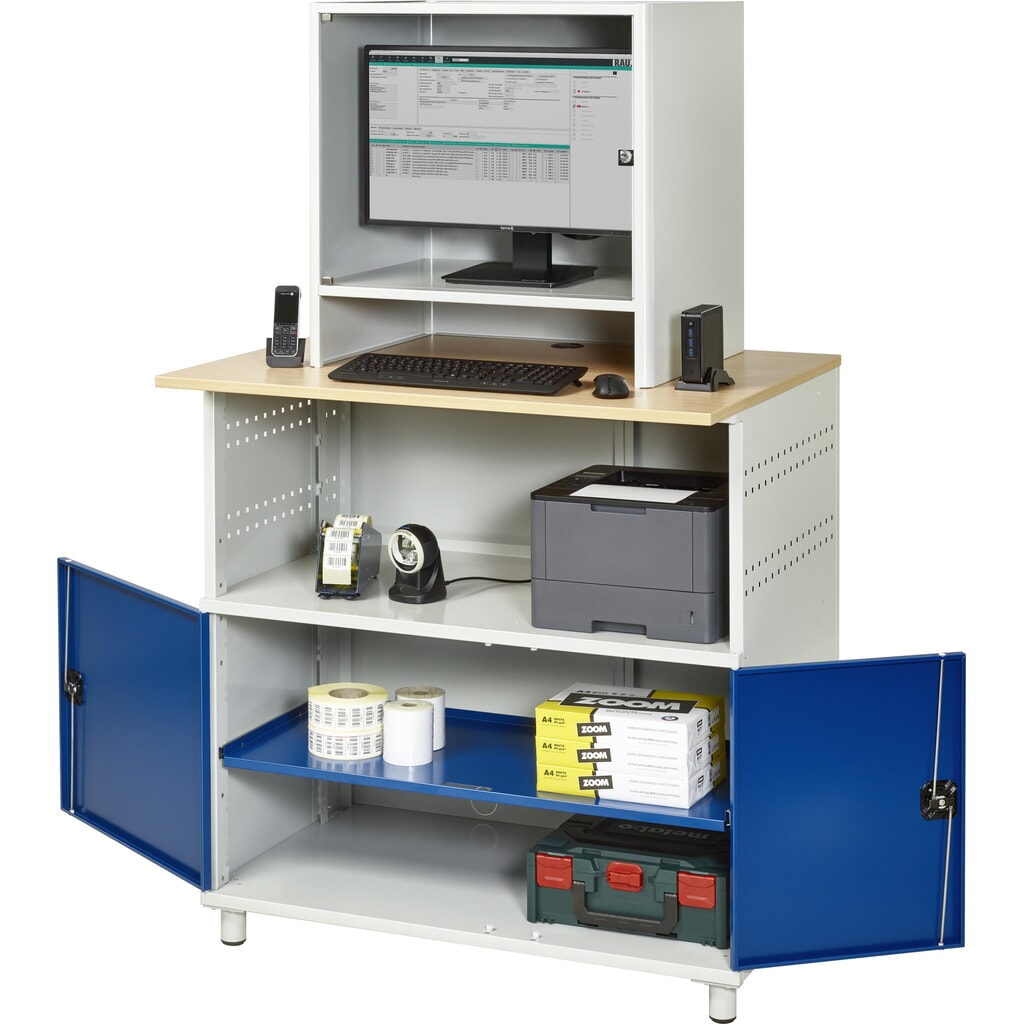 Tavolo per computer RAU con alloggiamento monitor, fisso Immagine del prodotto: Tavolo per computer RAU con alloggiamento monitor, fisso