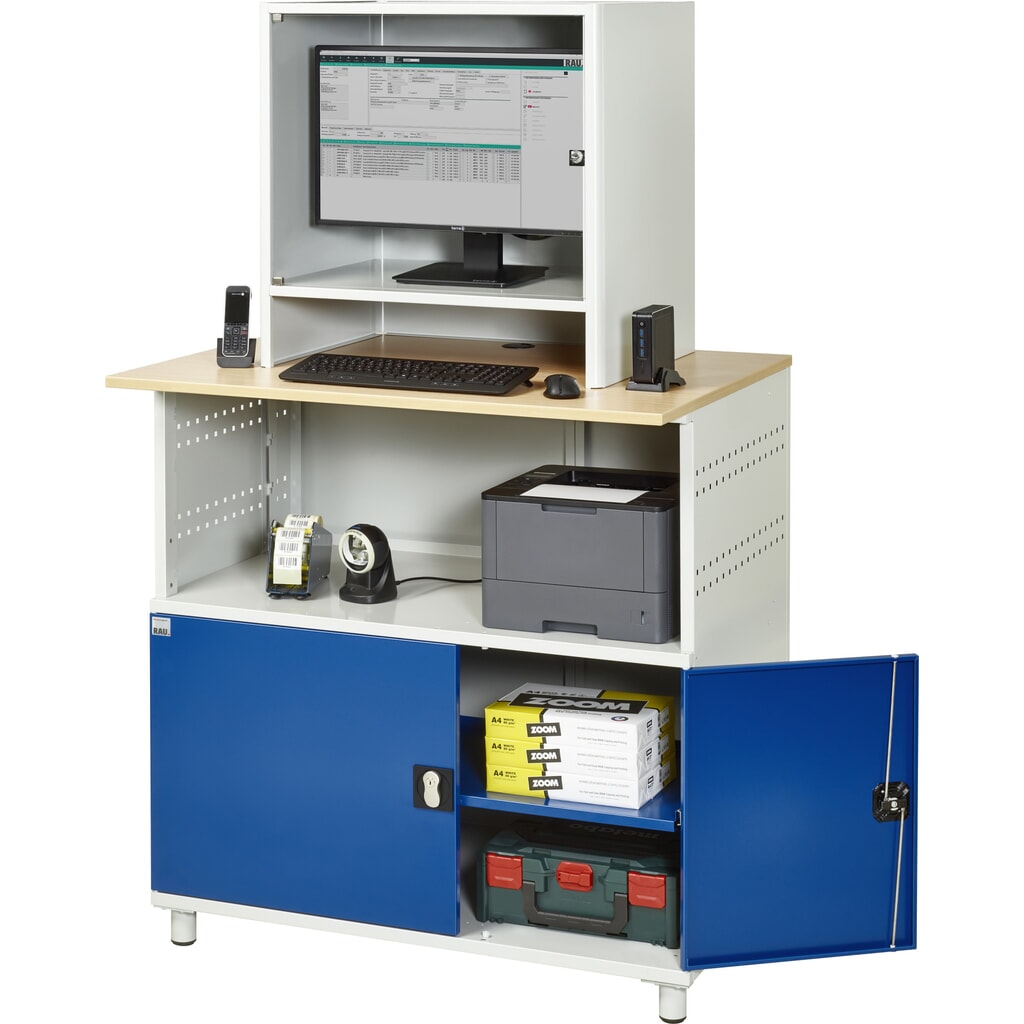 Tavolo per computer RAU con alloggiamento monitor, fisso Immagine del prodotto n. 6: Tavolo per computer RAU con alloggiamento monitor, fisso