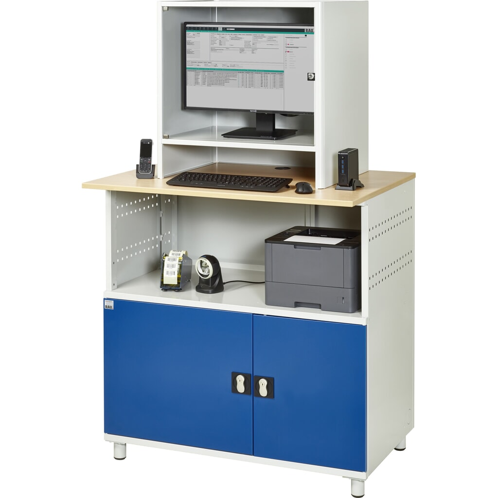 Tavolo per computer RAU con alloggiamento monitor, fisso Immagine del prodotto n. 7: Tavolo per computer RAU con alloggiamento monitor, fisso
