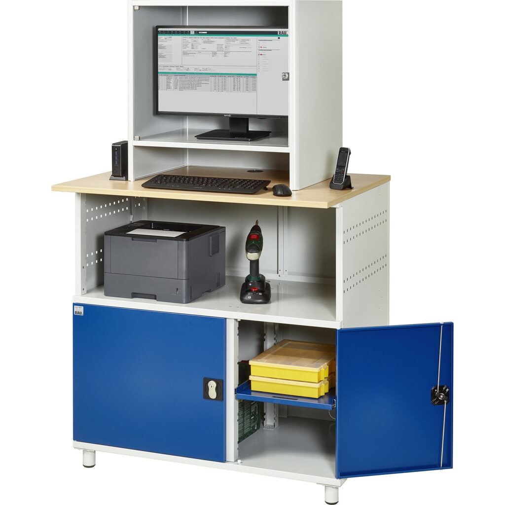 Tavolo per computer RAU con alloggiamento monitor, fisso Immagine del prodotto n. 7: Tavolo per computer RAU con alloggiamento monitor, fisso