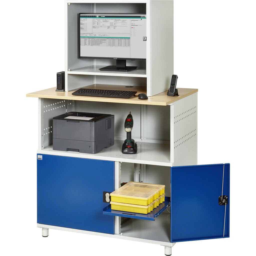 Tavolo per computer RAU con alloggiamento monitor, fisso Immagine del prodotto n. 8: Tavolo per computer RAU con alloggiamento monitor, fisso
