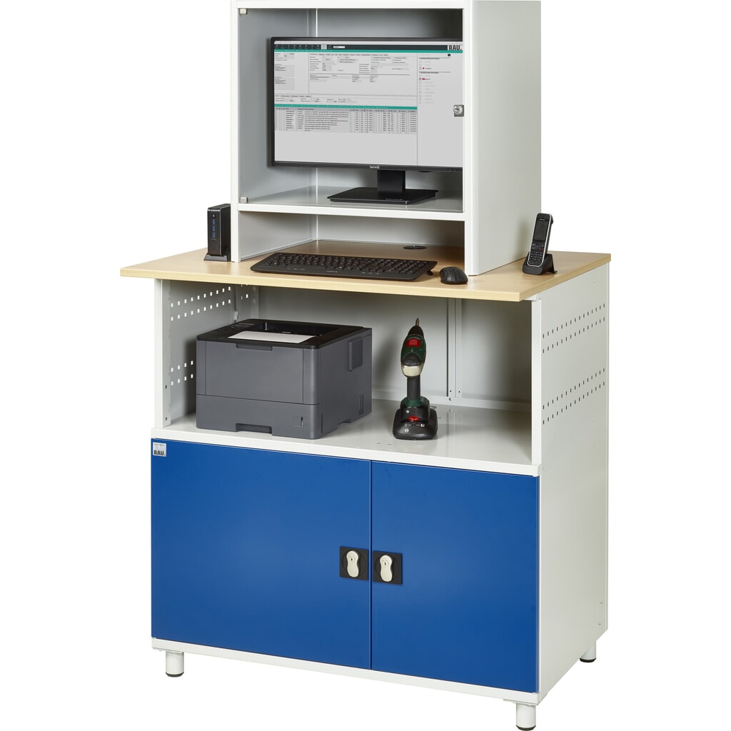 Tavolo per computer RAU con alloggiamento monitor, fisso Immagine del prodotto n. 9: Tavolo per computer RAU con alloggiamento monitor, fisso