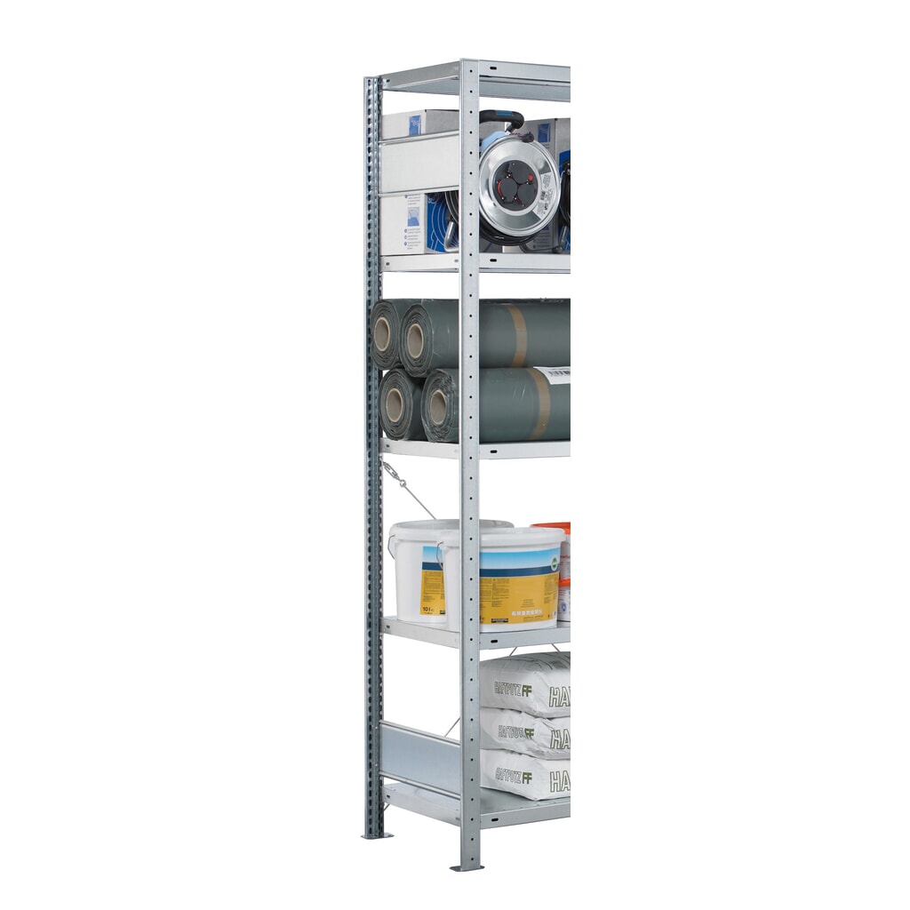 Immagine del prodotto n. 2: Telaio con profilo a T MULTIplus per scaffalature a ripiani SCHULTE, zincato, premontato, 2 ripiani di profondità, HxD 2.000 x 400 mm