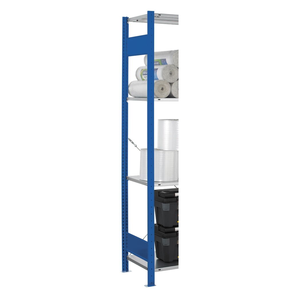 Immagine del prodotto n. 2: Telaio con profilo a T MULTIplus per scaffalature a ripiani SCHULTE, blu genziana, premontato, 2 ripiani di profondità, HxD 2.000 x 300 mm