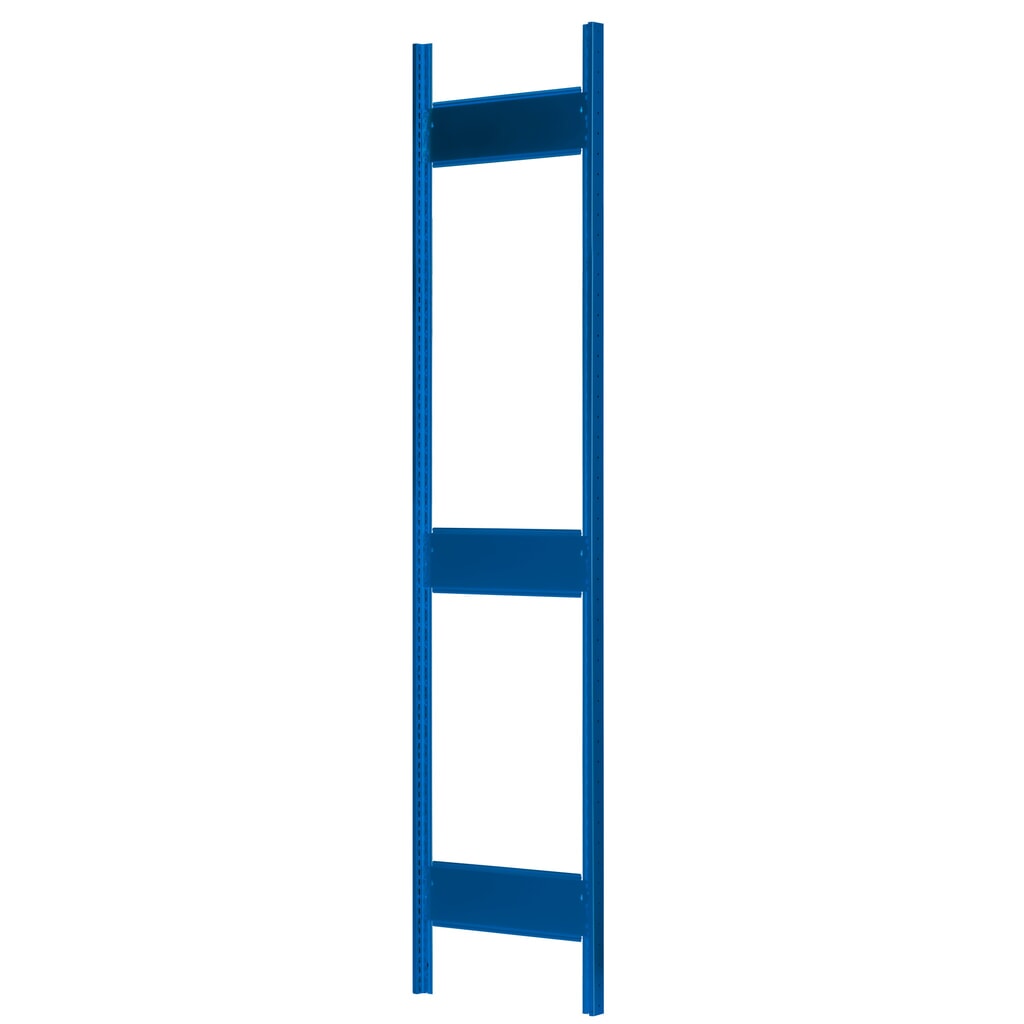 Telaio con profilo a T MULTIplus per scaffalature a ripiani SCHULTE, blu genziana, premontato, 3 ripiani di profondità, HxD 2.500 x 400 mm Immagine del prodotto: Telaio con profilo a T MULTIplus per scaffalature a ripiani SCHULTE, blu genziana, premontato, 3 ripiani di profondità, HxD 2.500 x 400 mm