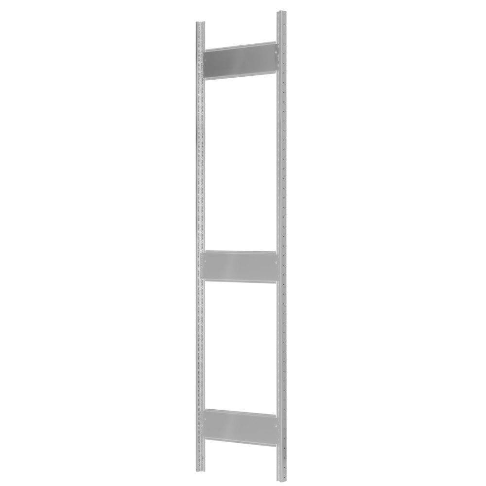 Immagine del prodotto: Telaio con profilo a T MULTIplus per scaffalature a ripiani SCHULTE, grigio chiaro, premontato, 3 ripiani di profondità, HxD 2.500 x 600 mm