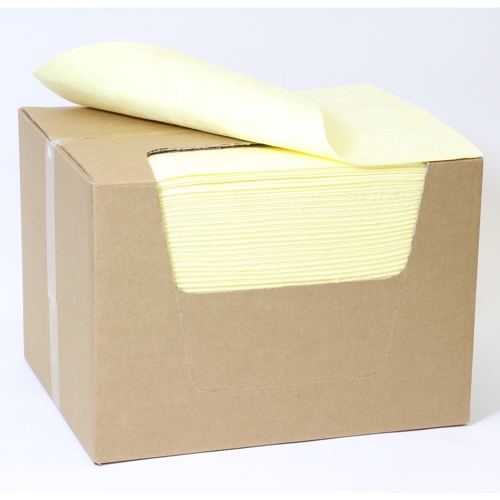 Immagine del prodotto: Tessuto non tessuto assorbente SM Heavyweight, antistatico, 100 panni, 2 strati, LxL 400 x 500 mm, per sostanze chimiche, giallo