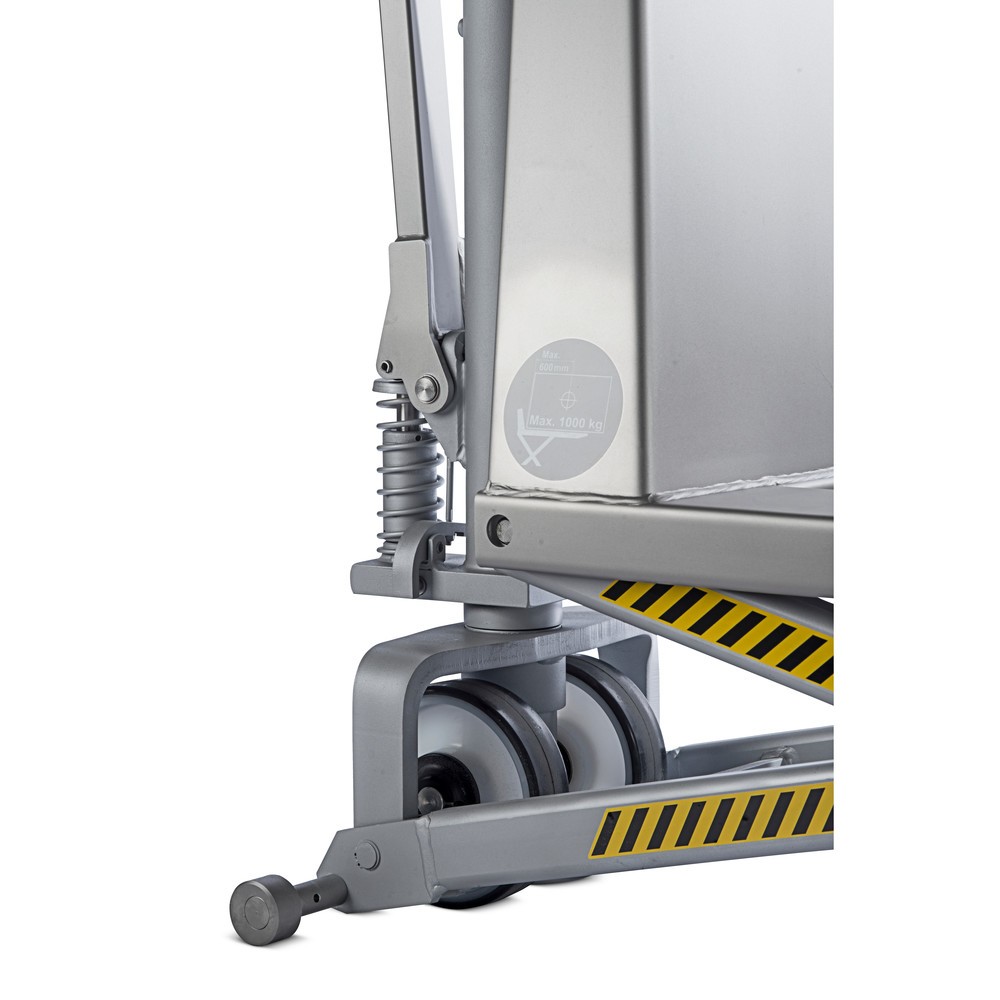 Immagine del prodotto n. 4: Transpallet a pantografo in acciaio INOX con sollevamento rapido, lunghezza forche 1.200 mm, nylon