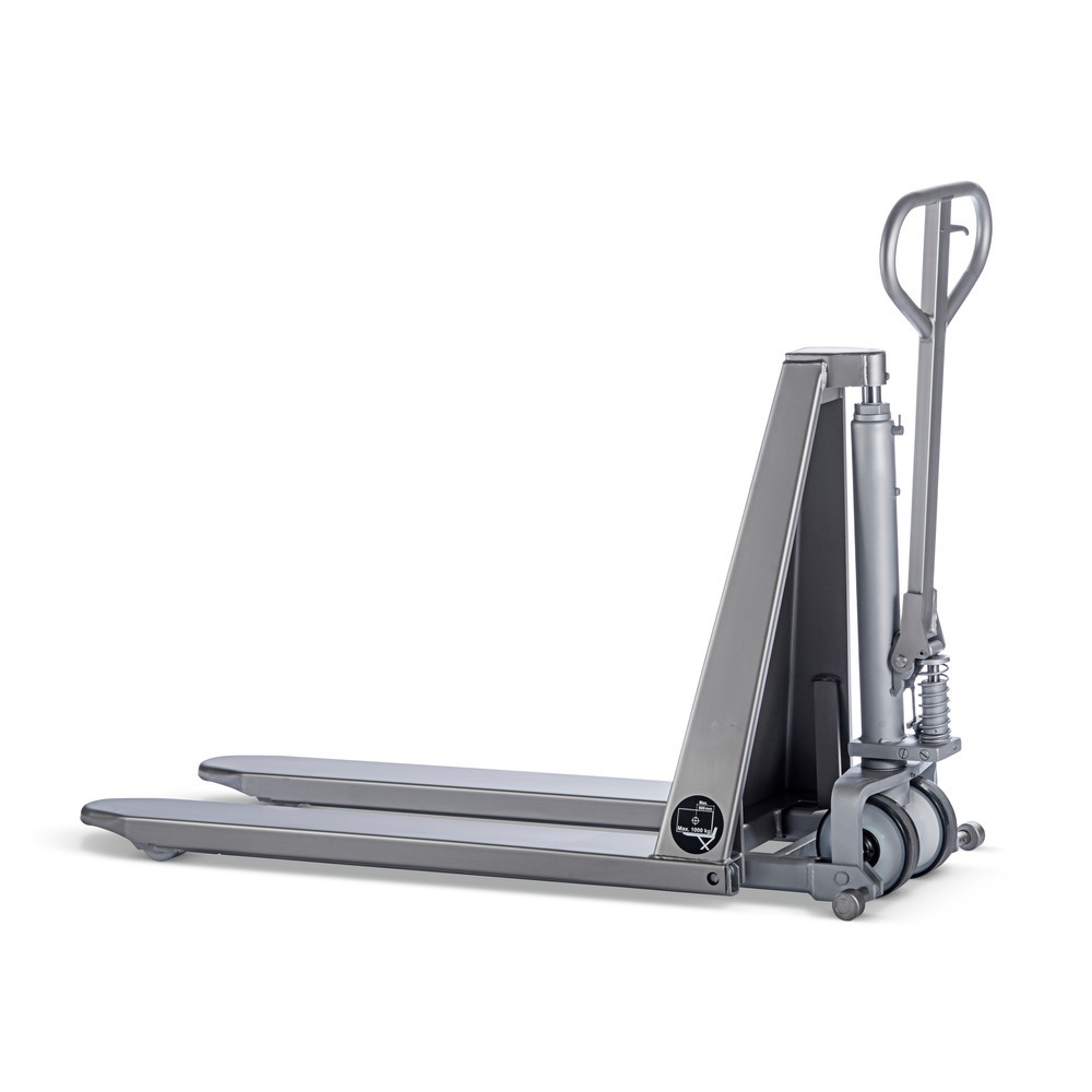 Immagine del prodotto n. 7: Transpallet a pantografo in acciaio INOX con sollevamento rapido, lunghezza forche 1.200 mm, nylon