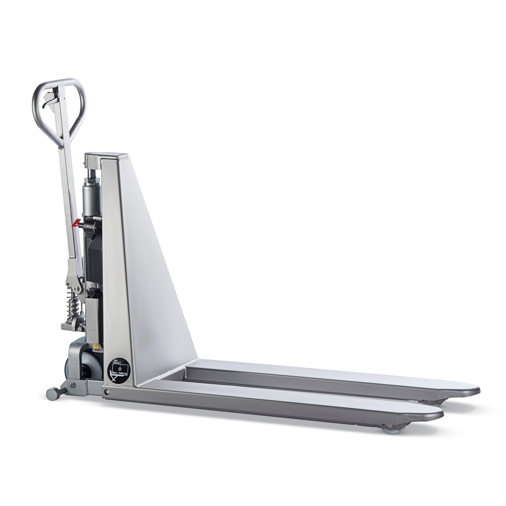 Immagine del prodotto n. 2: Transpallet a pantografo in acciaio INOX PRO - elettro-idraulico, lunghezza forche 1.200 mm, nylon