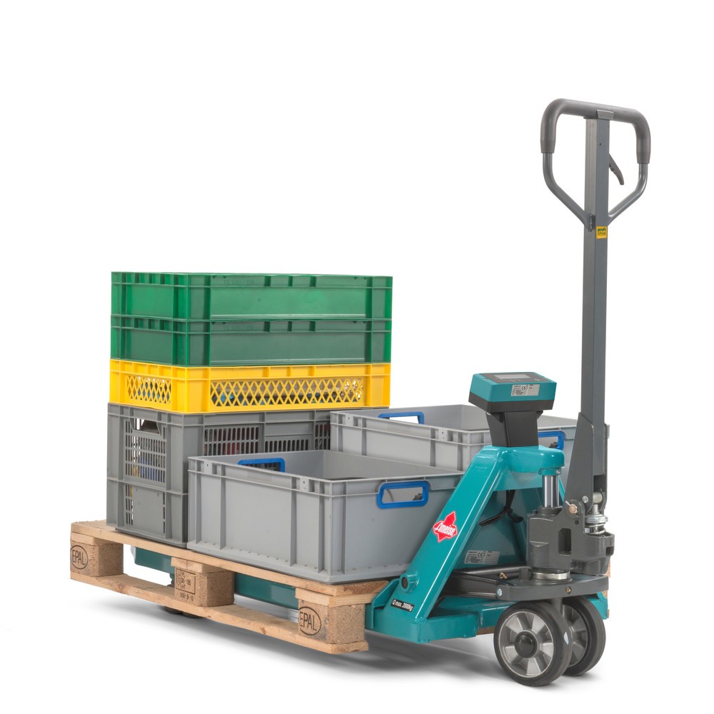 Immagine del prodotto n. 5: Transpallet con bilancia Ameise PTM 2.0 Scale, incrementi di 1 kg, portata 2.000 kg, rulli tandem