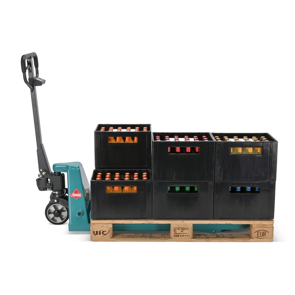 Immagine del prodotto n. 13: Transpallet con bilancia Ameise® PTM 2.0 Scale con display sulla testata del timone, portata 2.000 kg, rulli tandem