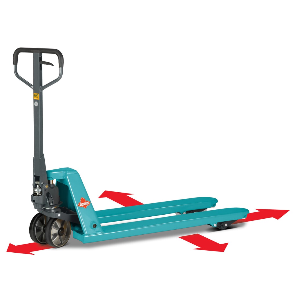 Immagine del prodotto: Transpallet manuale a 4 vie Ameise® PTM 2.5 Cross, portata 2.500 kg/1.500 kg, lunghezza forche 1.150 mm, poliuretano