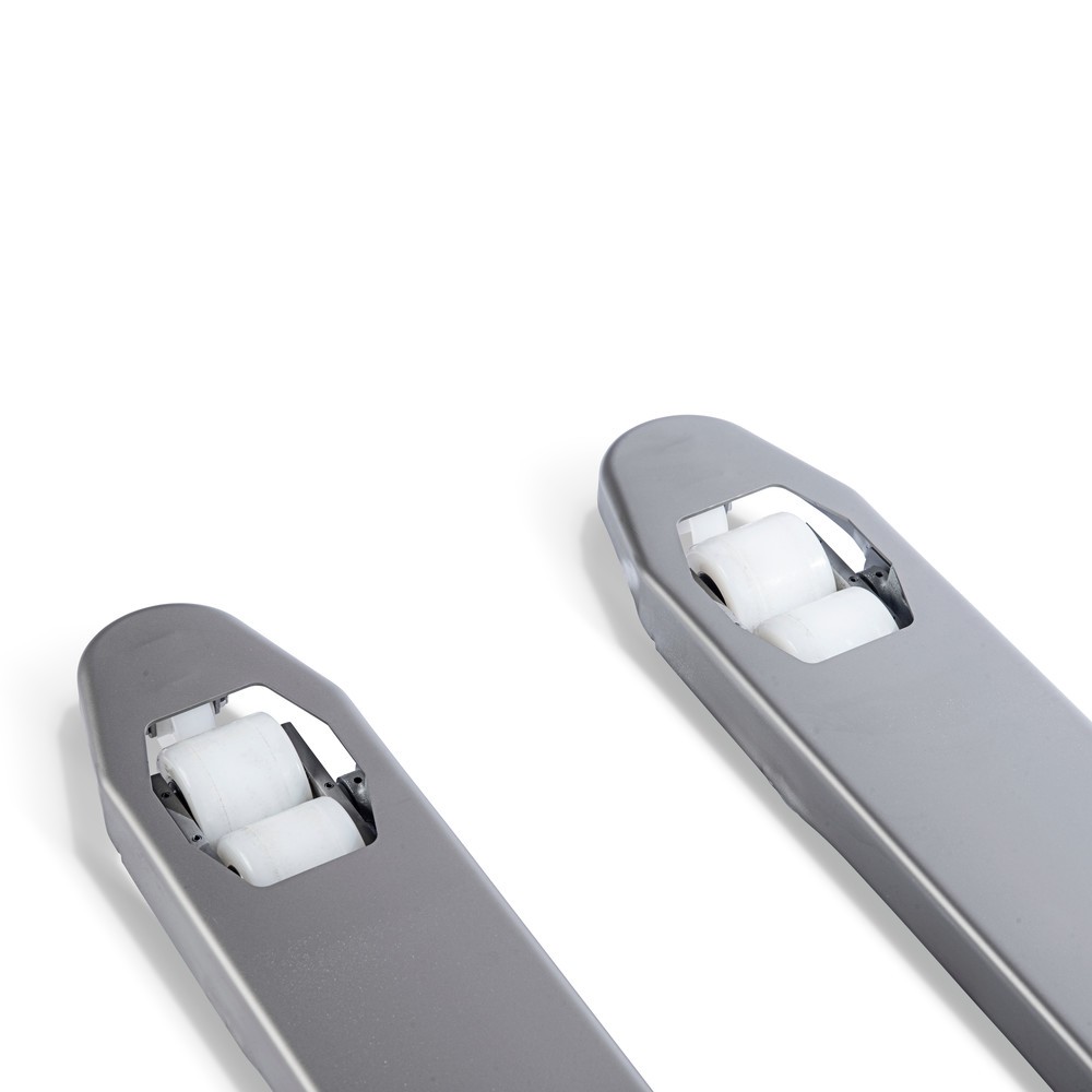 Immagine del prodotto n. 5: Transpallet manuale in acciaio INOX, lunghezza totale 1.130 mm, nylon, ruote tandem