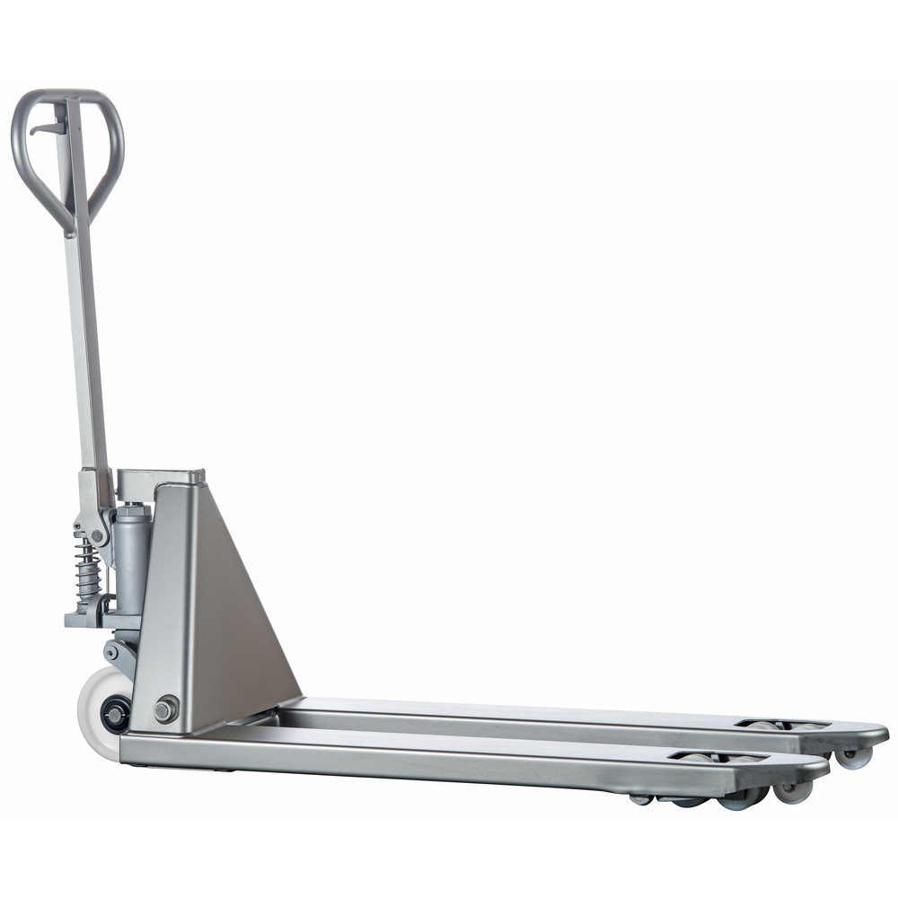 Immagine del prodotto n. 8: Transpallet manuale in acciaio INOX, lunghezza totale 1.130 mm, nylon, ruote tandem