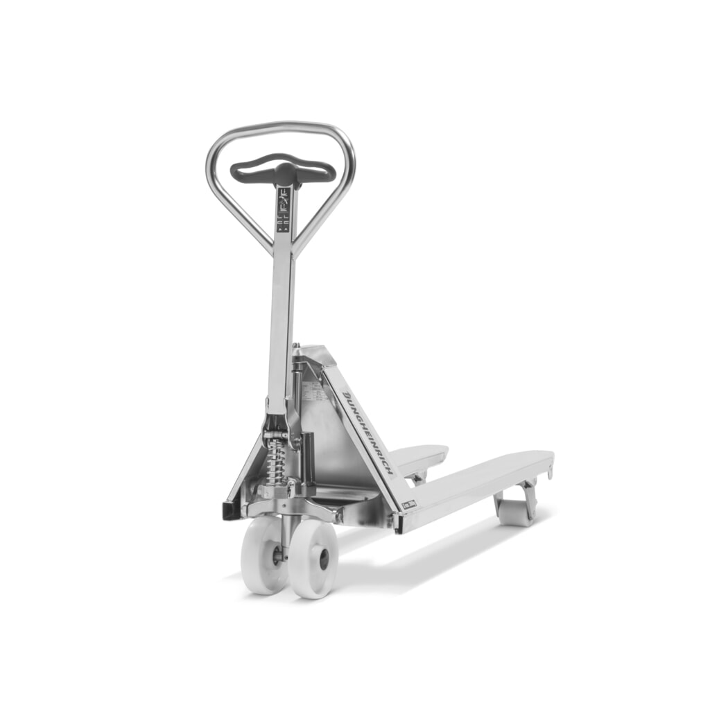 Transpallet manuale in acciaio inox Jungheinrich AM I20p, versione professionale, portata 2.000 kg, larghezza speciale piastra portaforche 680 mm, lunghezza forche 1.220 mm, nylon, rulli tandem Immagine del prodotto n. 2: Transpallet manuale in acciaio inox Jungheinrich AM I20p, versione professionale, portata 2.000 kg, larghezza speciale piastra portaforche 680 mm, lunghezza forche 1.220 mm, nylon, rulli tandem