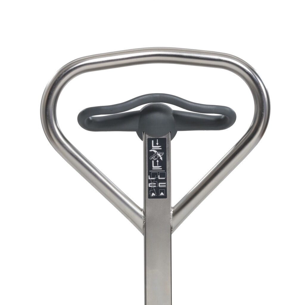 Immagine del prodotto n. 4: Transpallet manuale in acciaio inox Jungheinrich AM I20p, versione professionale, portata 2.000 kg, larghezza speciale piastra portaforche 680 mm, lunghezza forche 1.220 mm, nylon, rulli tandem