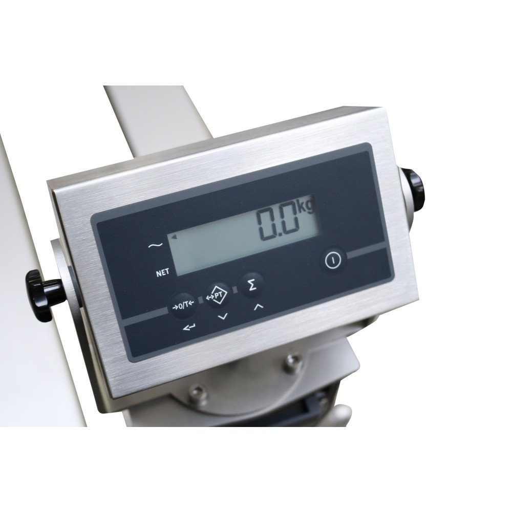 Immagine del prodotto n. 2: Transpallet pesatore in acciaio inox INOX PRO con display multirange, portata 2.000 kg, lunghezza forche 1.150 mm, poliammide, ruote tandem