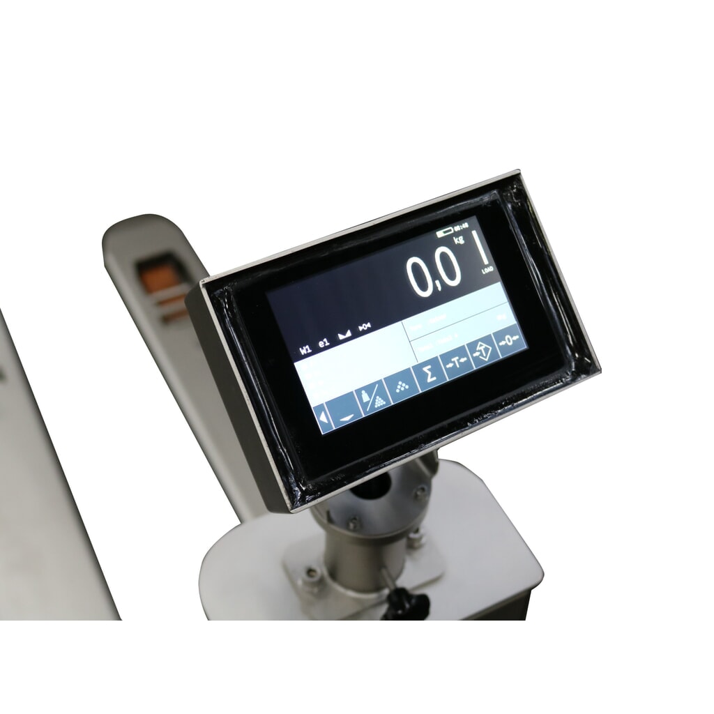 Immagine del prodotto n. 2: Transpallet pesatore in acciaio inox INOX PRO con display multirange Touch, portata 2.000 kg, lunghezza forche 1.150 mm, poliammide, ruote tandem