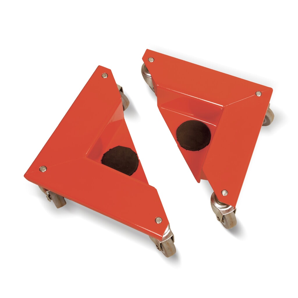 Immagine del prodotto: Trasportatore su rulli con ruote pivottanti in gomma piena, lamiera in acciaio, portata 150 kg, per carichi senza gambe, 4 pz/UV