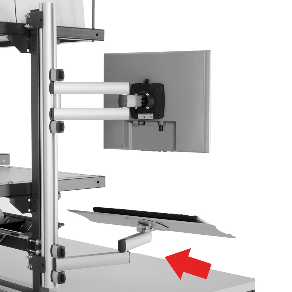 Ripiano per tastiera e mouse con braccio articolato per sistema di tavoli da confezionamento Rocholz, AxLxP 200 x 100 x 455 mm Immagine del prodotto: Ripiano per tastiera e mouse con braccio articolato per sistema di tavoli da confezionamento Rocholz, AxLxP 200 x 100 x 455 mm