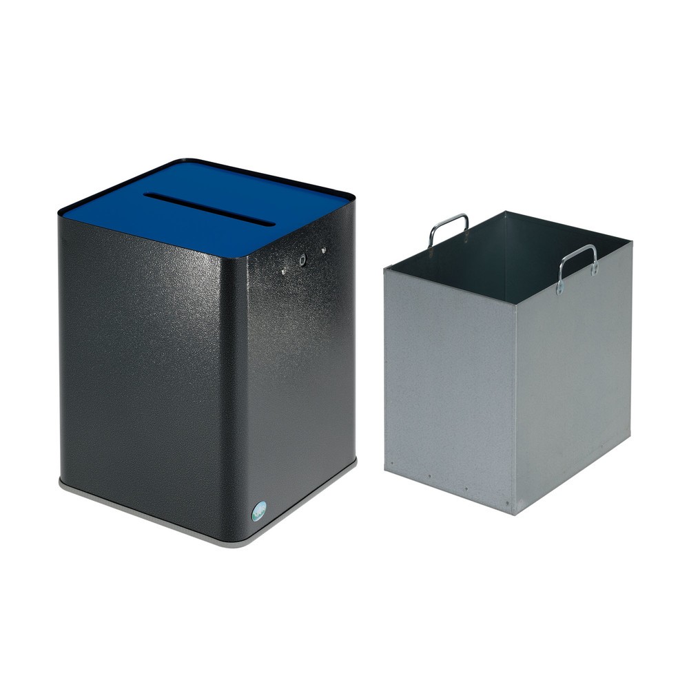 Immagine del prodotto n. 2: VAR ® Cestino per carta P40, conforme al RGPD, argento anticato/blu