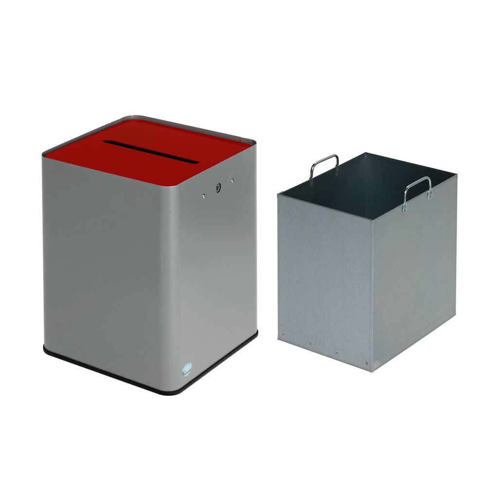 VAR ® Cestino per carta P40, conforme al RGPD, argento/rosso Immagine del prodotto n. 2: VAR ® Cestino per carta P40, conforme al RGPD, argento/rosso