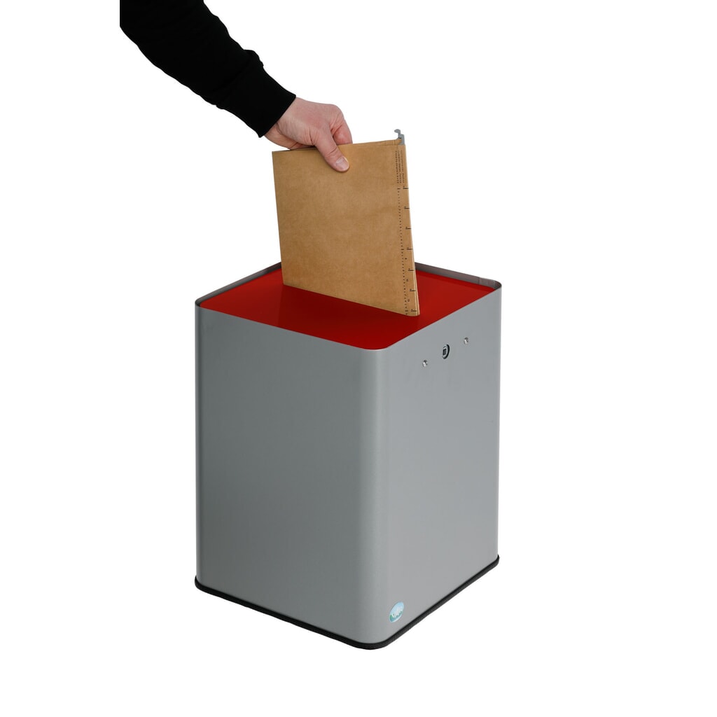 VAR ® Cestino per carta P40, conforme al RGPD, argento/rosso Immagine del prodotto n. 3: VAR ® Cestino per carta P40, conforme al RGPD, argento/rosso