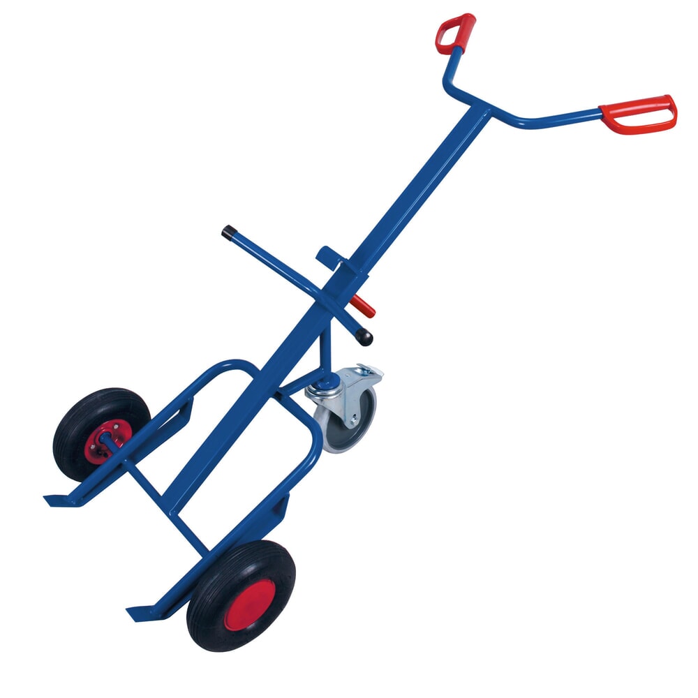 Immagine del prodotto: VARIOfit® Fass-Sackkarre aus Stahl, Tragkraft 250 kg, Luft-Bereifung, Stützrad, enzianblau