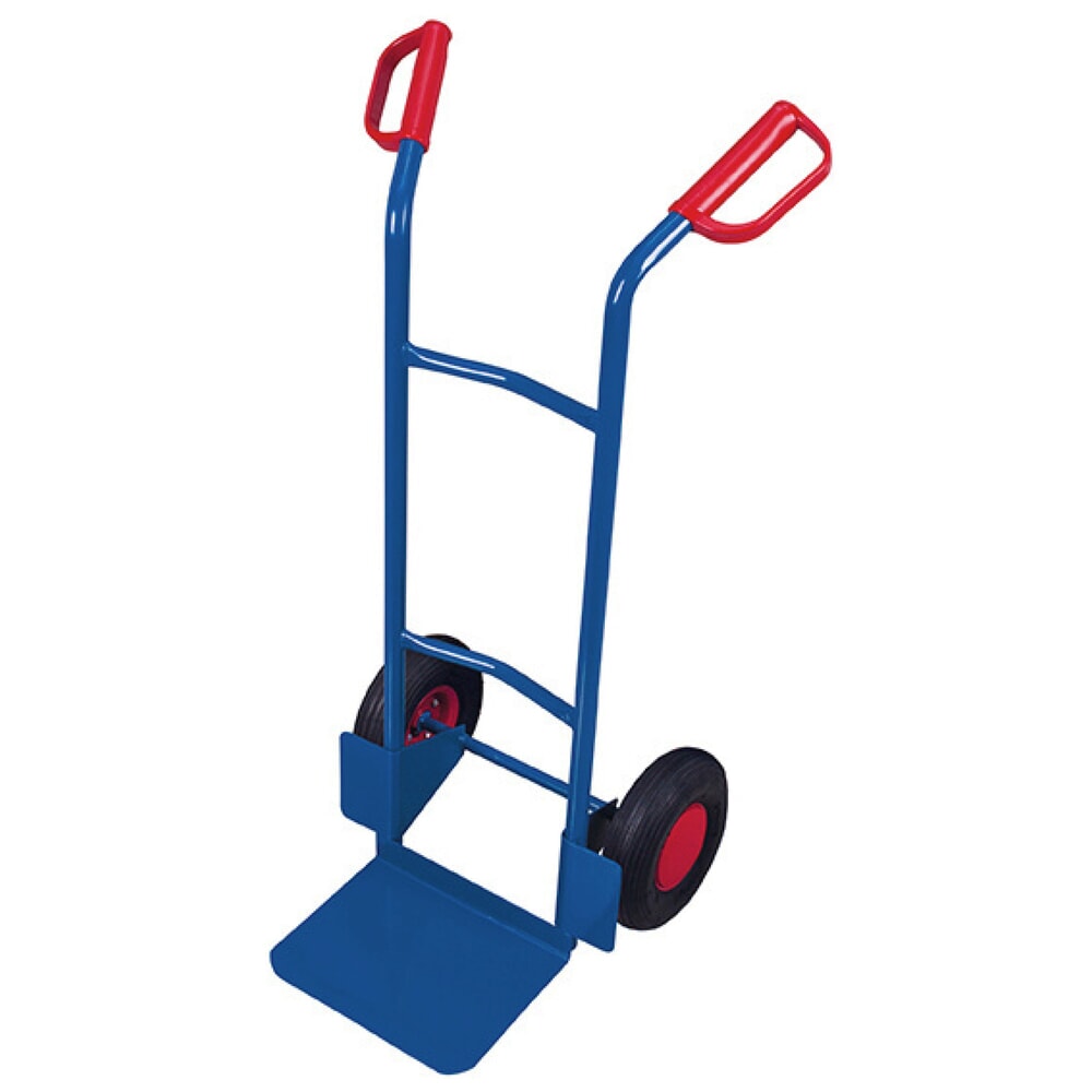 Immagine del prodotto: VARIOfit® Stahlrohr-Sackkarre, Tragkraft 200 kg, Schaufel BxT 320 x 250 mm, Luft-Bereifung, enzianblau