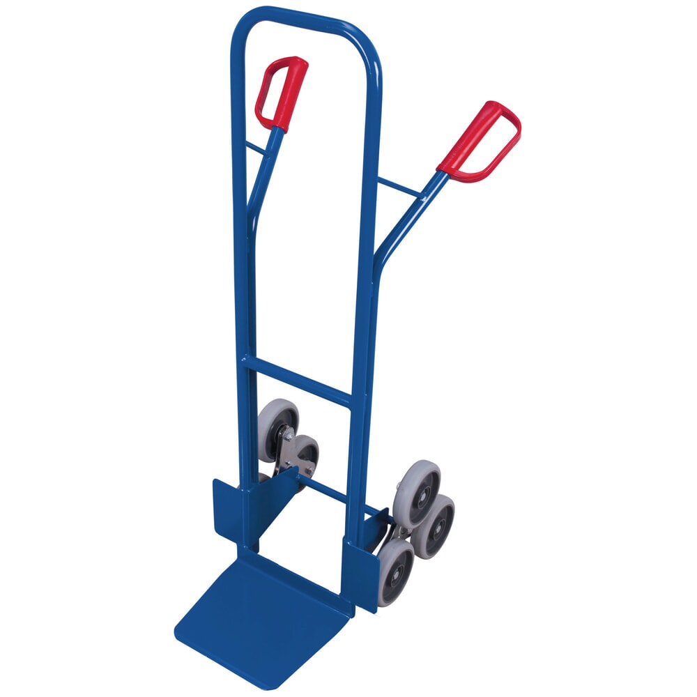 Immagine del prodotto n. 1: Carrello porta sacchi per scale VARIOfit® in acciaio, portata 200 kg, stella del mozzo a 3 bracci, pala LxP 320 x 245 mm, gomma termoplastica, blu genziana
