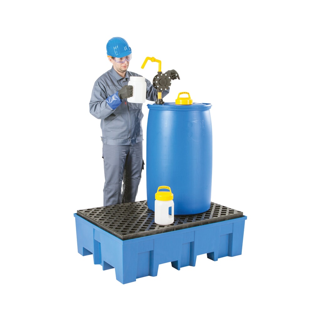 Immagine del prodotto n. 2: asecos® vasca di raccolta in PE con tasche di inforcamento, 2x 200 l, AxLxP 350 x 865 x 1.245 mm, griglia in PE